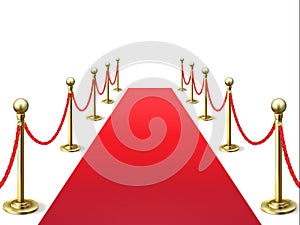 Red carpet. Event celebrity carpets with rope barrier. Vip interior. Hollywood academy movie premiere vector