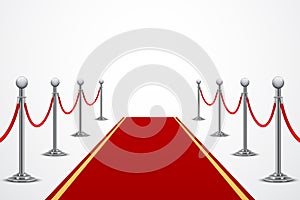 Red carpet with fence, isometric background