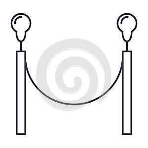 Red carpet fence vector line icon, sign, illustration on background, editable strokes