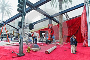 Red carpet. Hollywood Blvd getting ready for the 90th Academy Awards, the 2018 Oscars ceremony