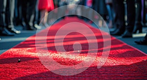 a red carpet lined with people that are looking at it