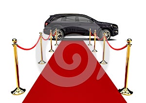 Red carpet and a luxury SUV