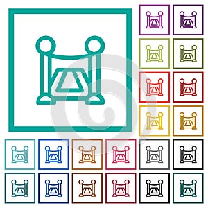 Red carpet outline flat color icons with quadrant frames photo