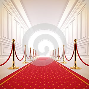 Red carpet path to success light.