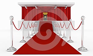 Red carpet podium and spot light under lectern