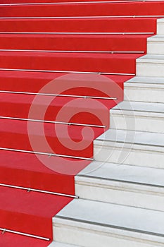 Red carpet on stairs in Cannes Film Festival