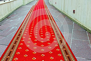 Red carpet on the stairs