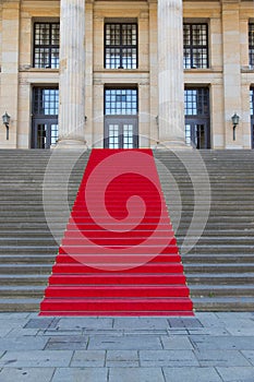 Red carpet on steps photo