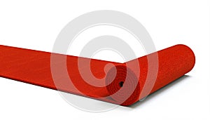 Red carpet unrolling on white background