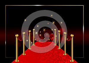 Red carpet vector background. Hollywood luxury and elegant red carpet event in perspective illustration. Vip Red color carpet