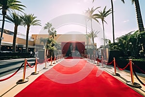 The red carpet waiting for the stars to appear at the awards ceremony