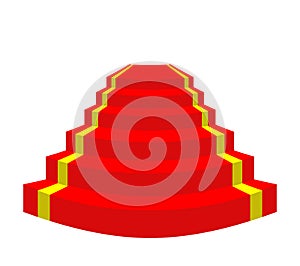 Red carpet on a white background. Stairs for VIP. Vector illustr