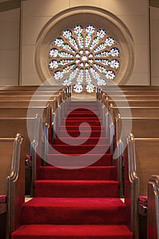 Red Carpeted steps in the Balcony of the 1st Baptist Church in Abilene, Texas photo