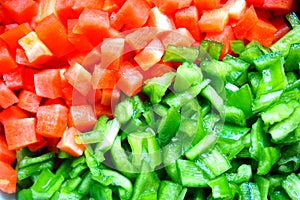 Red carrot and green pepper background