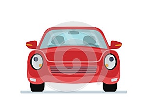 Red cartoon car isolated on white background.