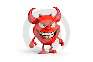 Red Cartoon 3D Devil on Transparent Background. AI