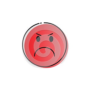 Red Cartoon Face Angry People Emotion Icon