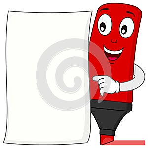 Red Cartoon Highlighter with Blank Paper photo