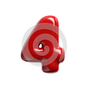 red cartoon number 4 - 3d glossy digit - Suitable for events, design or passion related subjects