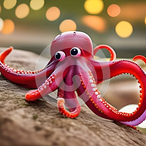 Red Cartoon Octopus