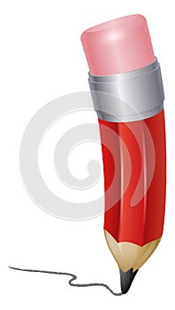 Red cartoon pencil writing