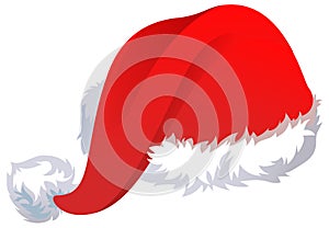 Red cartoon Santa hat vector isolated on white background