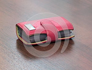 Red case for visiting cards