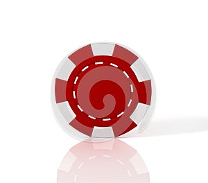 Red casino chip on white background. 3D Illustration