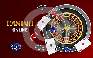 Red casino online concept background, realistic style