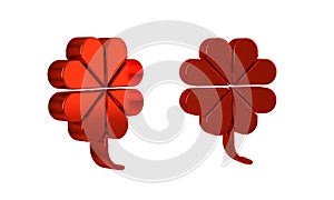 Red Casino slot machine with clover symbol icon isolated on transparent background. Gambling games.