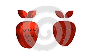 Red Casino slot machine with strawberry symbol icon isolated on transparent background. Gambling games.