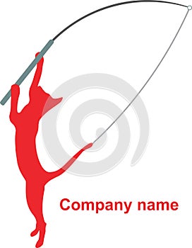 Red cat logo with fishing rod