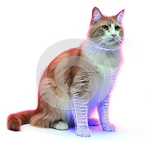 A red cat with x-ray on white background
