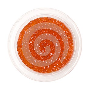 Red caviar in plastic tin