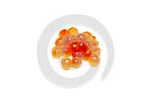 Red caviar of a salmon  on a white background