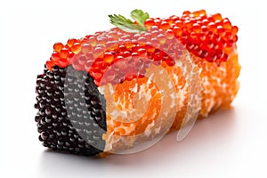 Red Caviar Sushi Rolls, Traditional Japanese Susi, Caviar Sushi Set, Abstract Generative AI Illustration