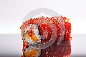 Red Caviar Sushi Rolls, Traditional Japanese Susi, Caviar Sushi Set, Abstract Generative AI Illustration