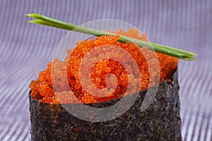 Red caviar and sushimi photo