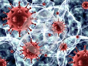 Red cell covid-19 virus - 3d rendering