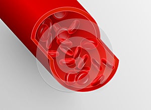 Red cells in bloodstream 3d realistic vector illustration