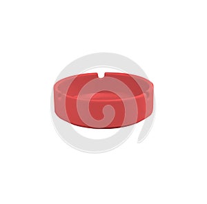Red ceramic ashtray isolated on white background.