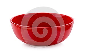 red ceramic bowl isolated on white