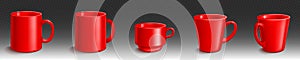 Red ceramic coffee mug vector mockup template