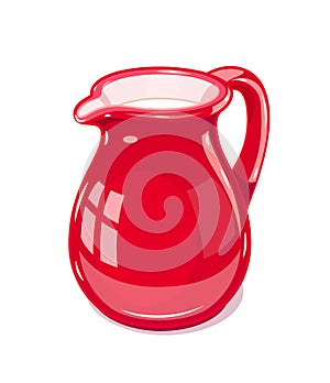 Red Ceramic jug with milk photo