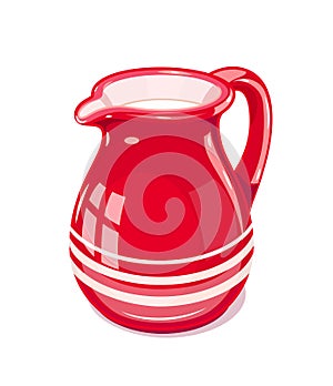 Red Ceramic jug with milk photo