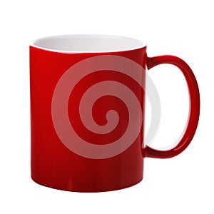 Red ceramic mug isolated