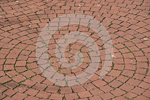 Red ceramic pavers closeup