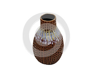 Red ceramic vase handmade isolated on white background