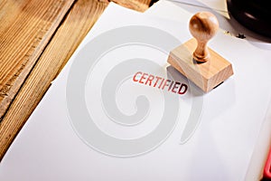 Red certified rubber stamp