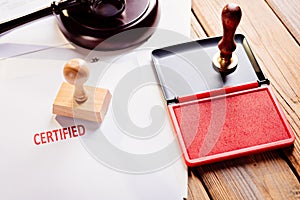Red certified rubber stamp
